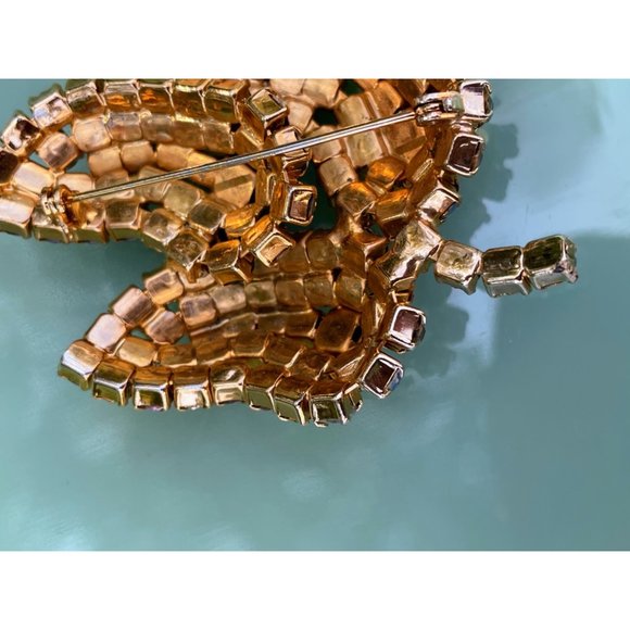 Vintage 1960s Large AB Rhinestone Cluster Leaf Brooch - Picture 3 of 12